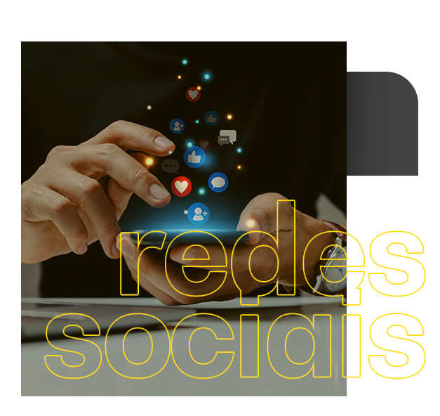 Uma pessoa está usando um celular com ícones de mídia social saindo dele. conteúdo para redes sociais: