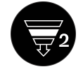Um ícone preto e branco de um funil com uma seta apontando para baixo. Inbound marketing