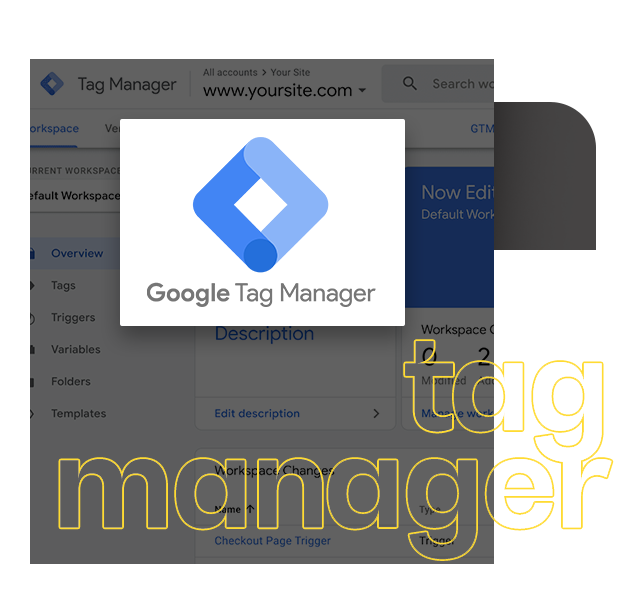 Uma captura de tela de uma página do gerenciador de tags do Google. Google tag manager