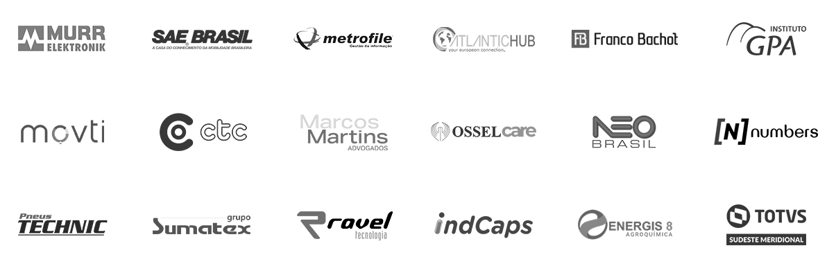 Um monte de logotipos estão em um fundo branco. Agência de marketing digital no abc